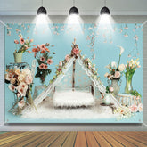 Lofaris Fluffy Blanket Floral Birthday Cake Smash Backdrop
